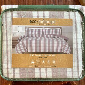 Eco-Melange Plaid Flannel Reversible KING Duvet Cover Set (eco friendly)